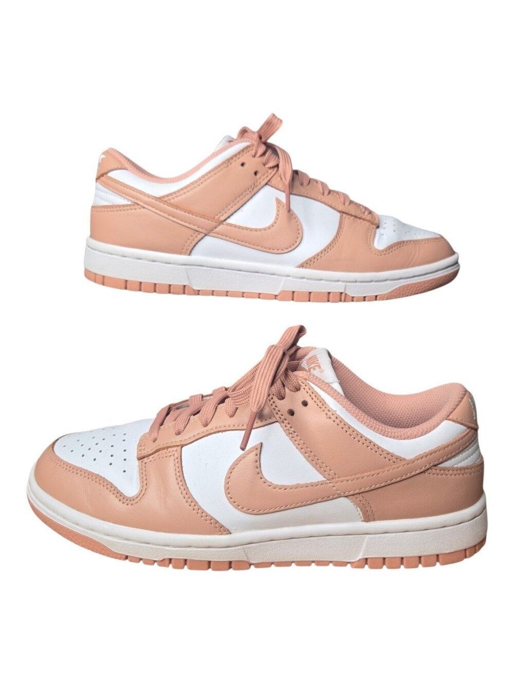 Nike Womens White Rose Whisper Leather Dunk Low Sneakers Size 8